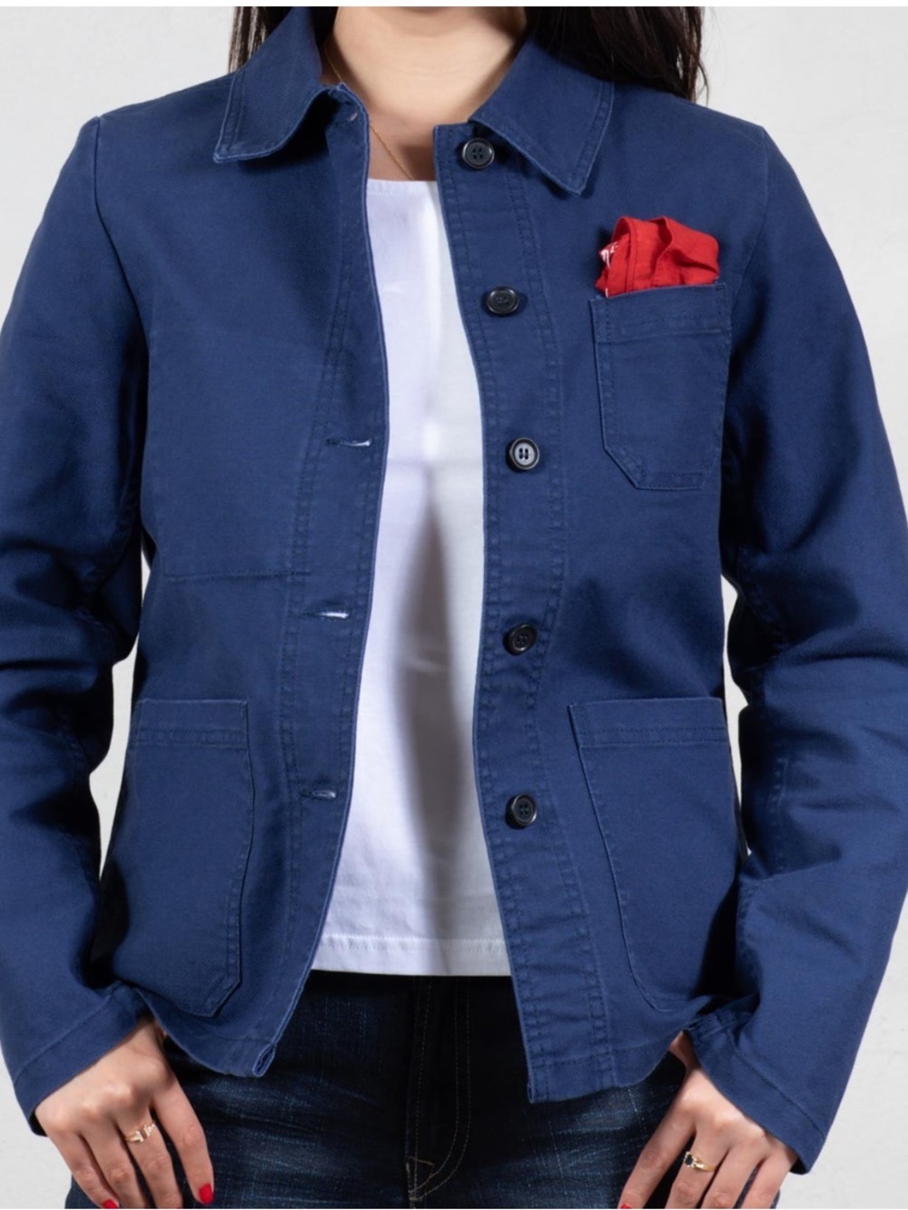 Vetra Women’s French Workwear Chore Jacket In Navy Organic Twill